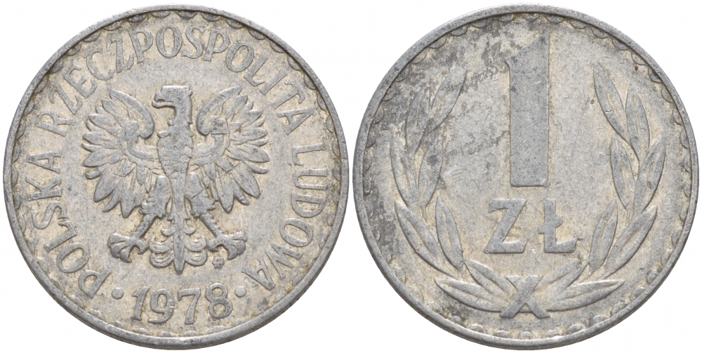 ПОЛЬША 1 ЗЛОТЫЙ 1978 MW KM 49.1 алюминий 4548-426