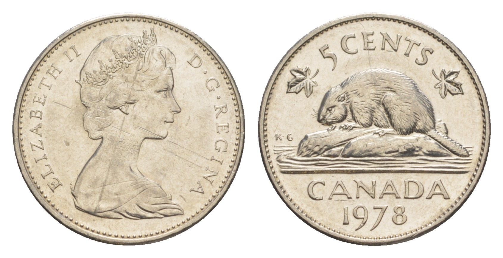 Канада 5 центов 1978 Елизавета II (1952-2022), бобр KM 60.1 никель 4639-468