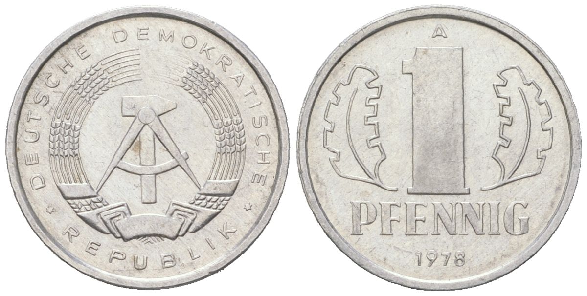 ГДР 1 пфенниг 1978 A KM 8.2 алюминий 201-521