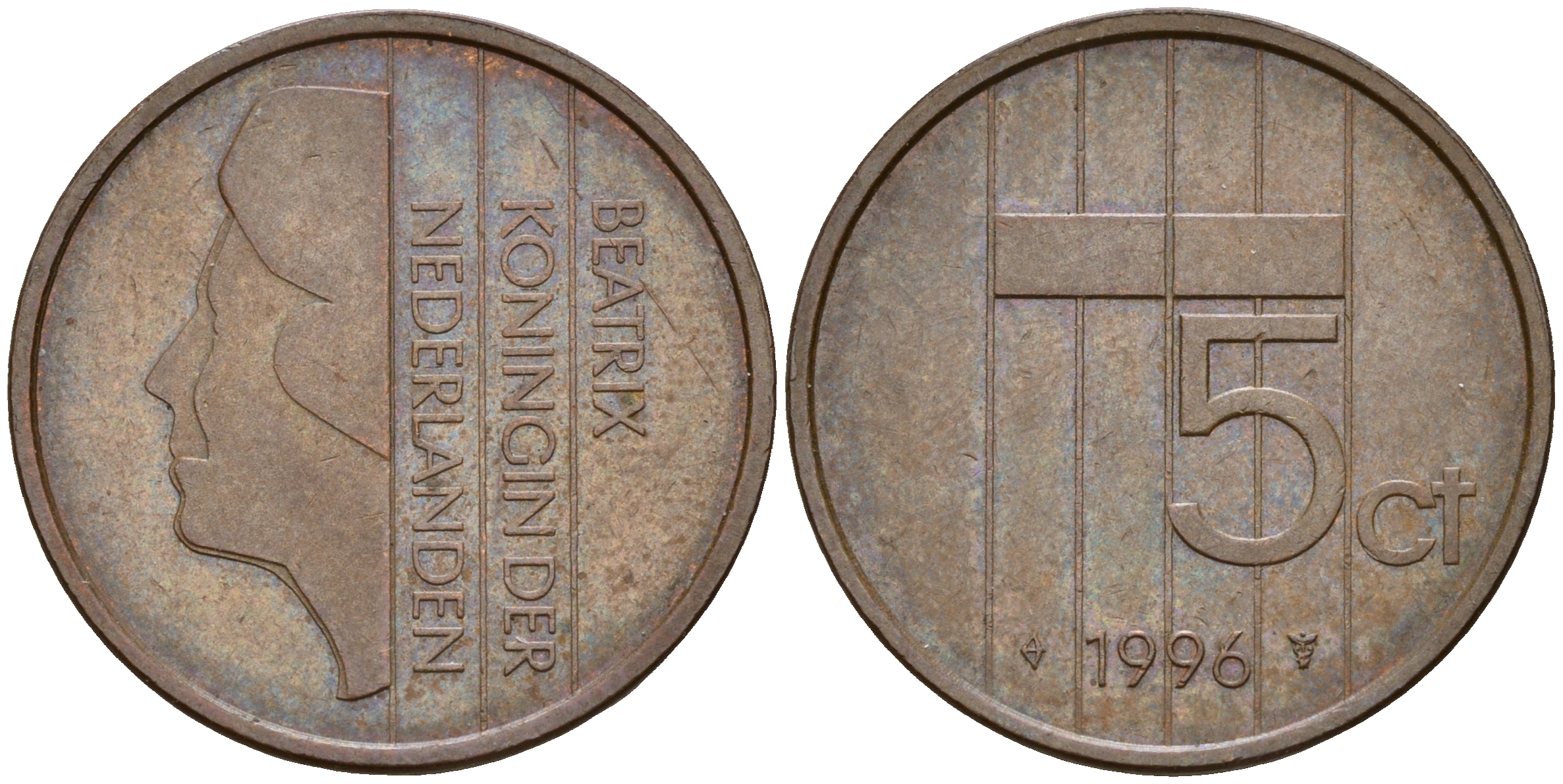 Нидерланды 5 центов 1996 Беатрикс (1980-2013) KM 202 бронза    4187-337