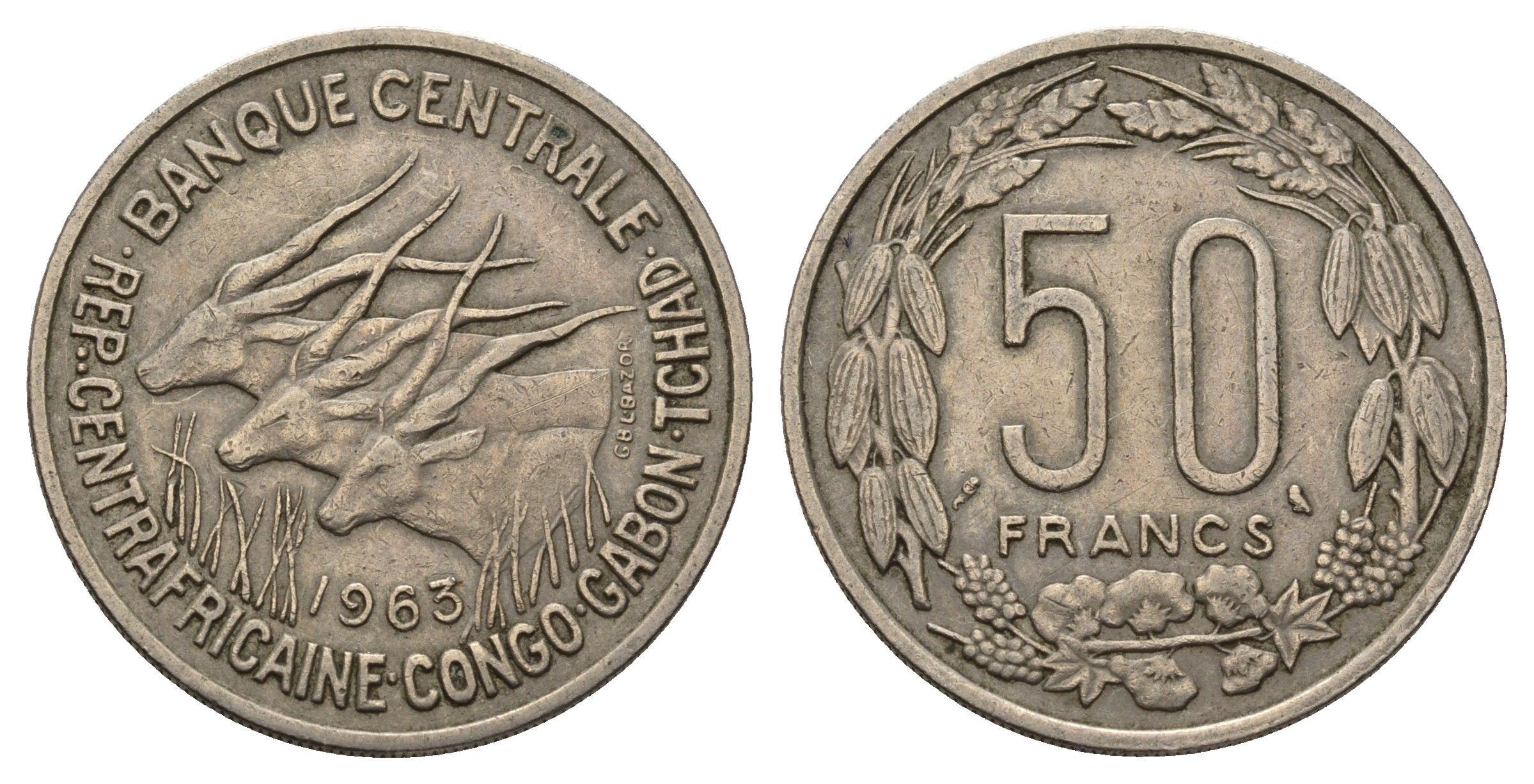 Экваториальная Африка 50 франков 1963 KM 3 медно-никель 57-913