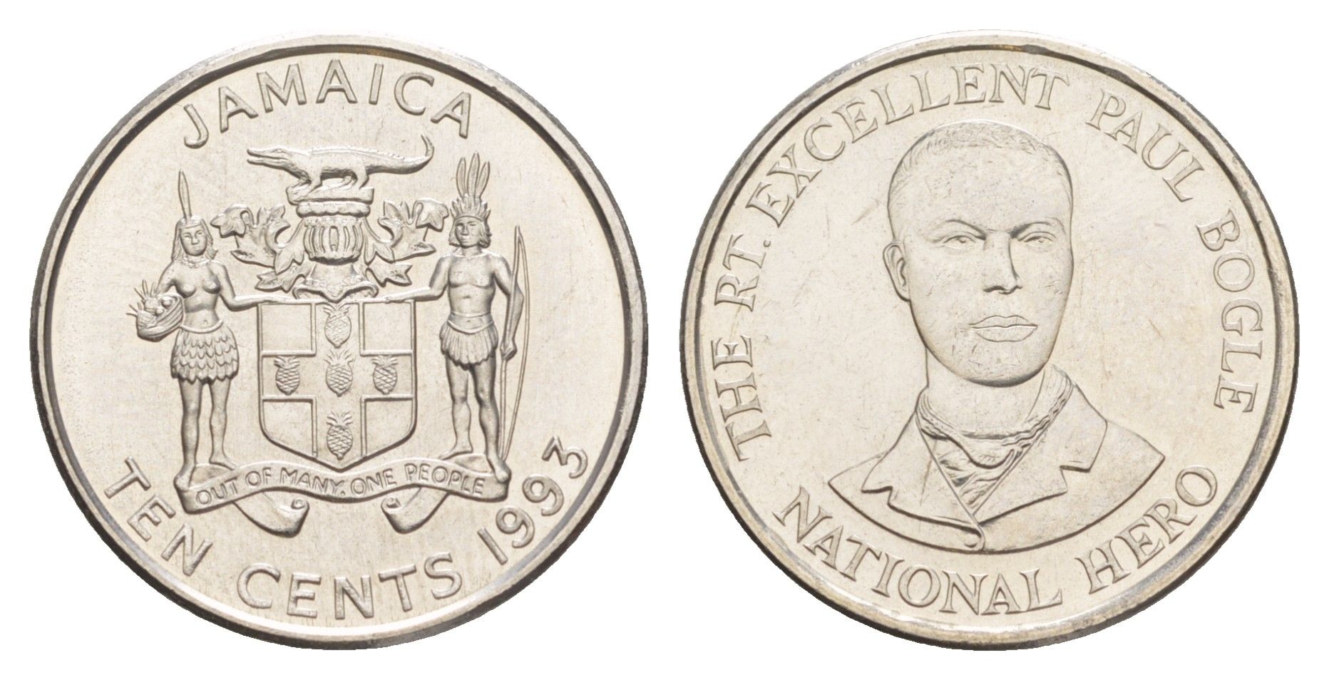 Ямайка 10 центов 1993 KM 146.1 сталь плакированная никелем UNC 4641-813