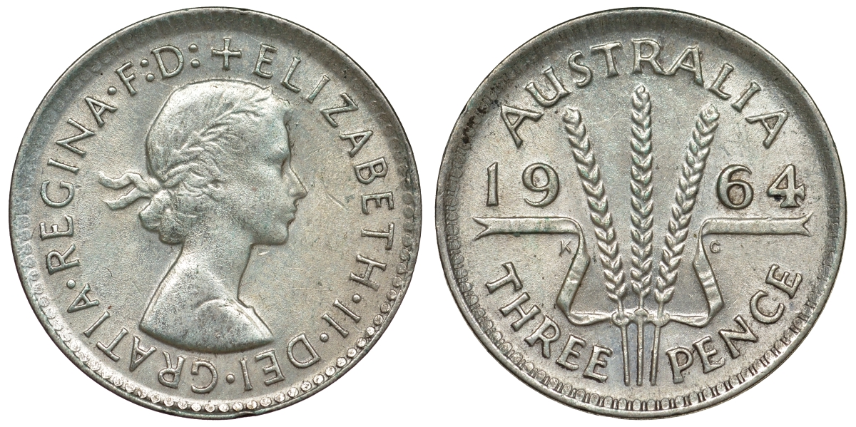 Австралия 3 пенса 1964 Елизавета II (1952-2022) KM 57 серебро 71-951