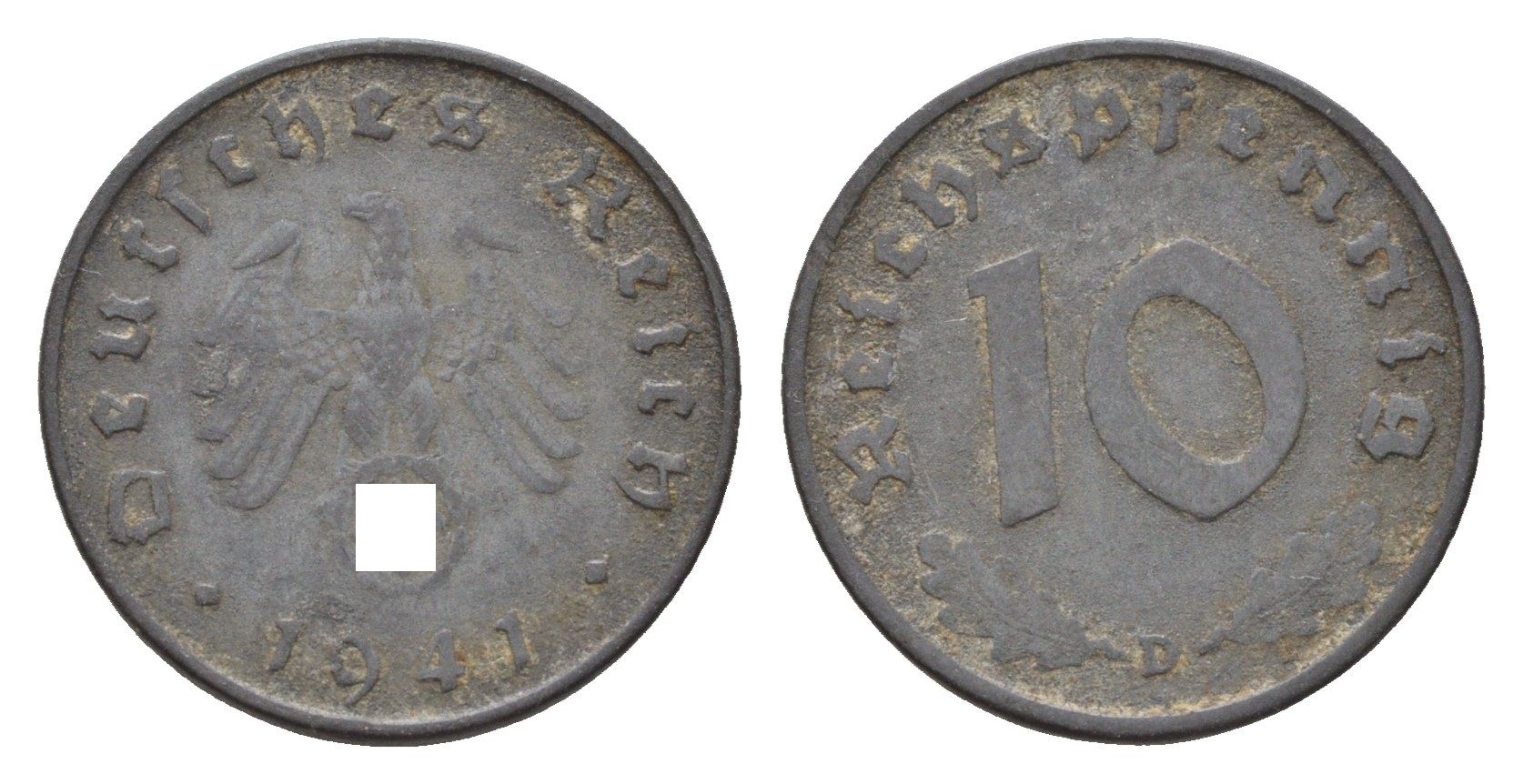 Германия 10 рейхспфеннигов 1941 D KM 101, J. 371 цинк 4152-632