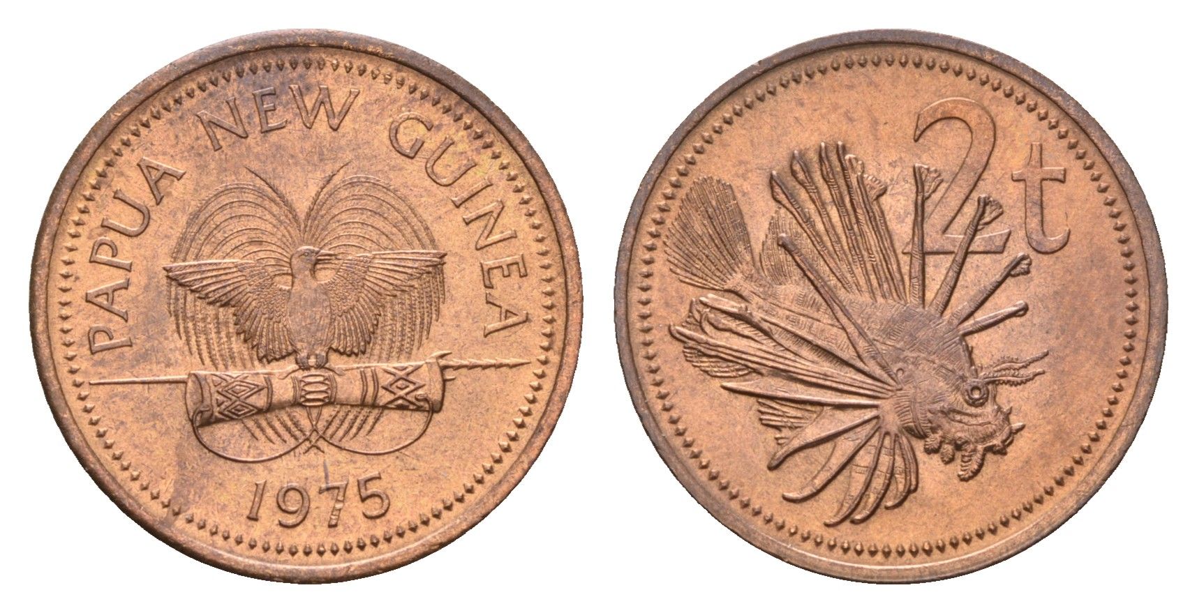 Папуа - Новая Гвинея 2 тойя 1975 KM 2 бронза UNC 4669-323