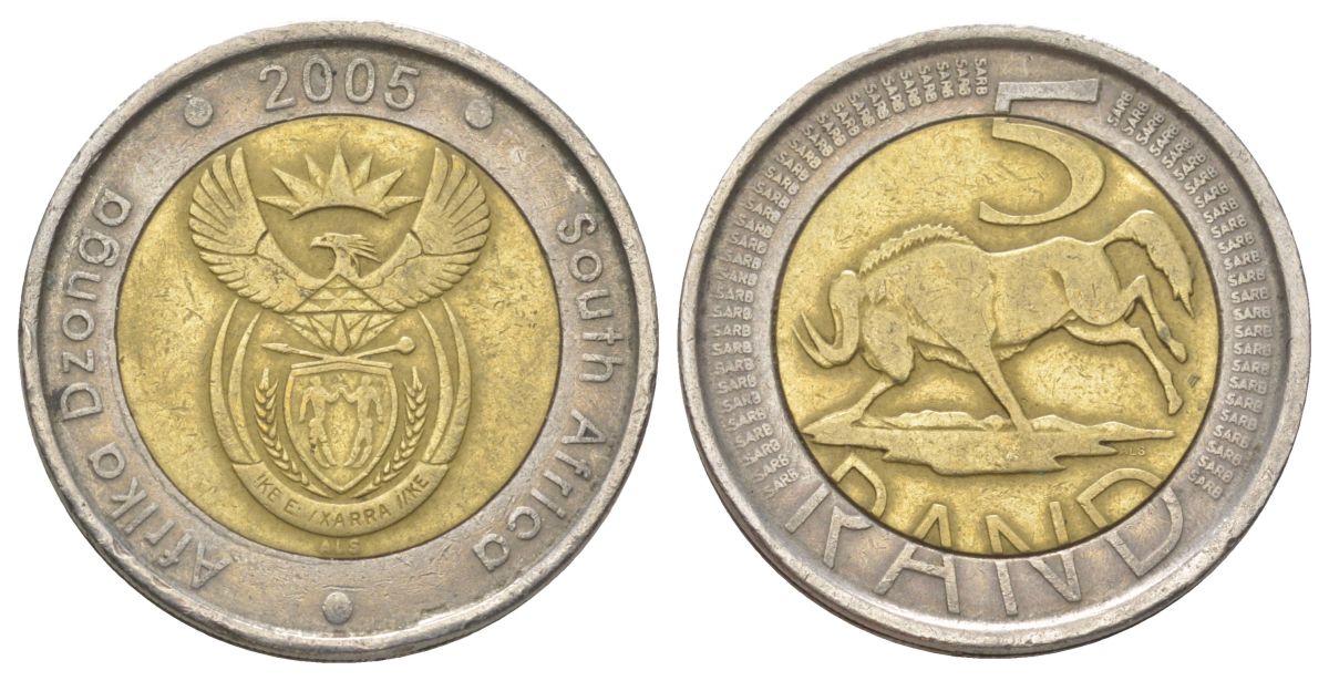 ЮАР 5 рандов 2005 KM 297 биметалл 4626-836