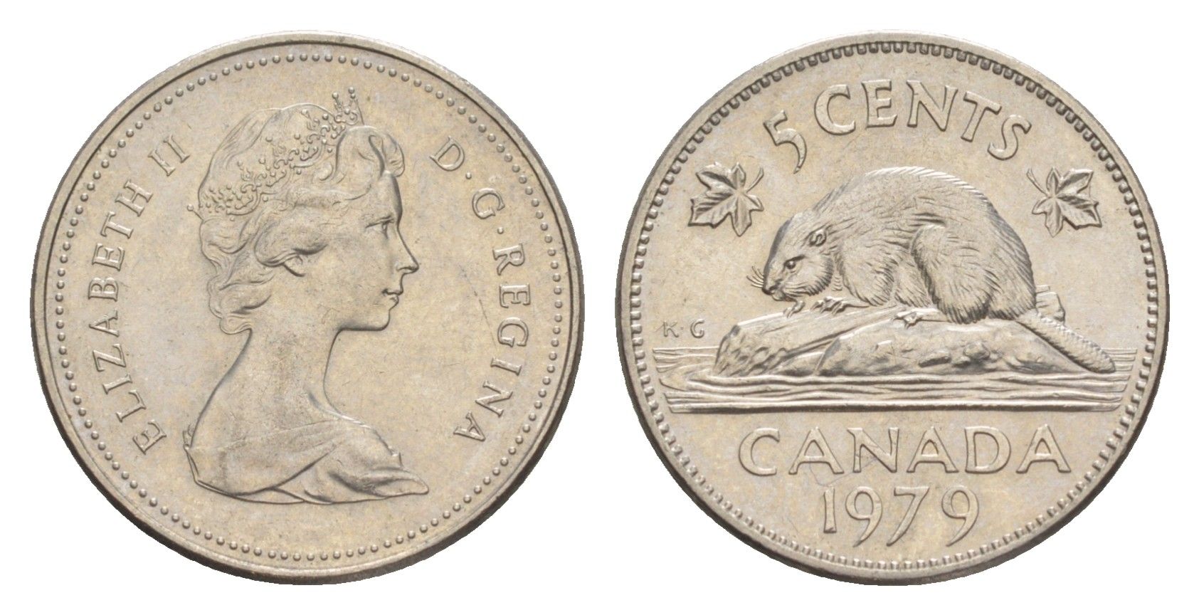 Канада 5 центов 1979 Елизавета II (1952-2022), бобр KM 60.2 никель 4639-511