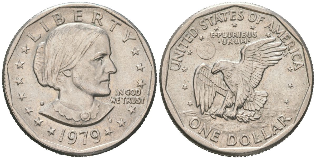 США 1 доллар 1979 D, Сьюзен Энтони KM 207 медь плакированная медно-никелем 183-325