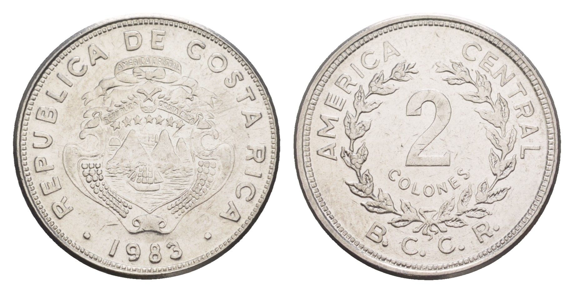 Коста-Рика 2 колона 1983 KM 211.1 нержавеющая сталь UNC 4642-851
