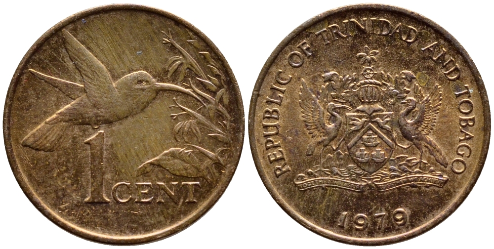 Тринидад и Тобаго 1 цент 1979 колибри KM 29 бронза 4396-966