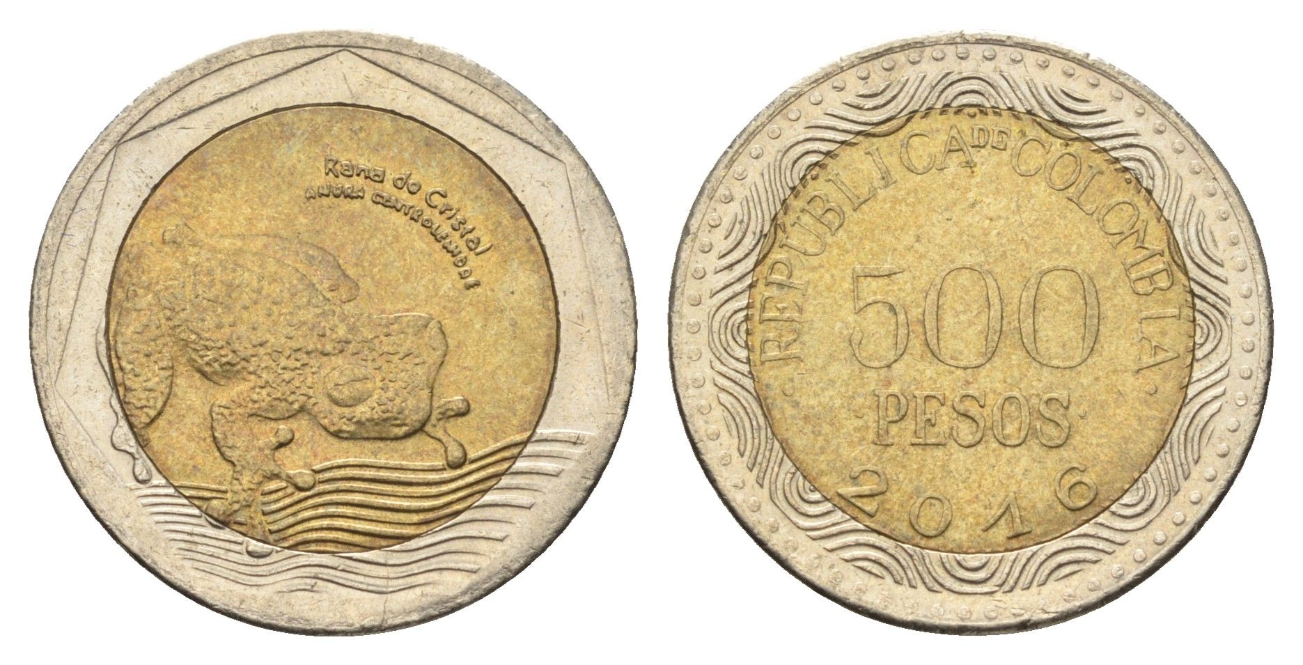 Колумбия 500 песо 2016 KM 298 биметалл aUNC 4663-514