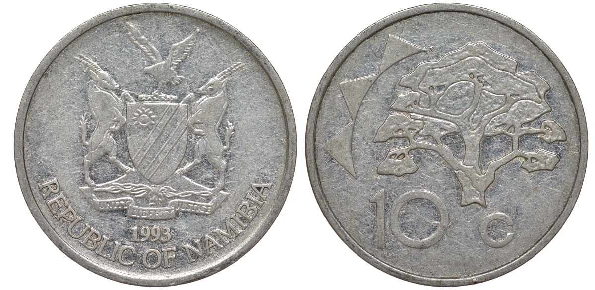 Намибия 10 центов 1998 дерево KM 2 никелированная сталь 4163-926