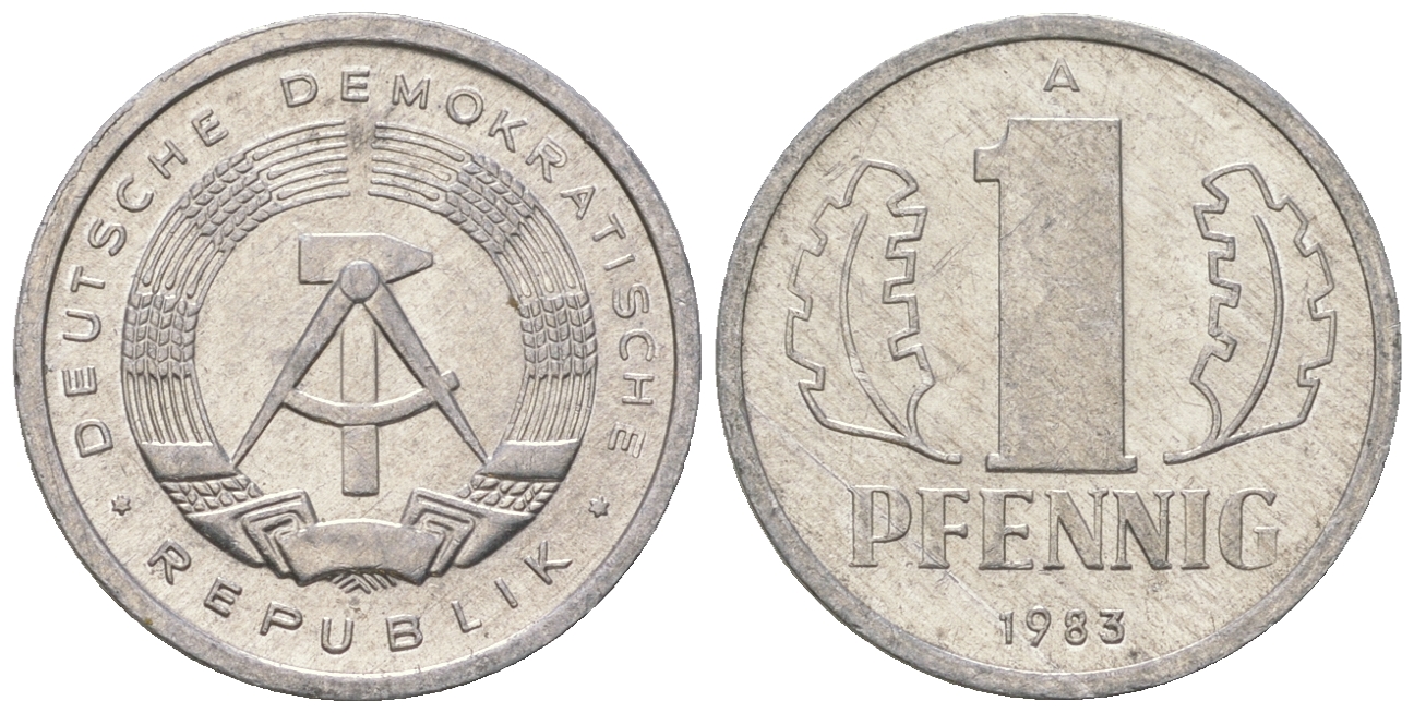 ГДР 1 пфенниг 1983 А KM 8.2 алюминий 4623-451