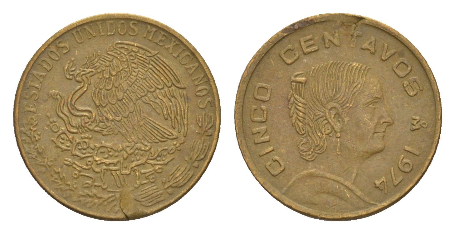 Мексика 5 сентаво 1974 Жозефа Ортис де Домингес KM 427 латунь 4655-1049