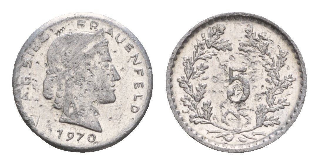 Франция игровой жетон в 5 франков 1970 диаметр 13 мм, вес 0,23 гр алюминий 4651-1225