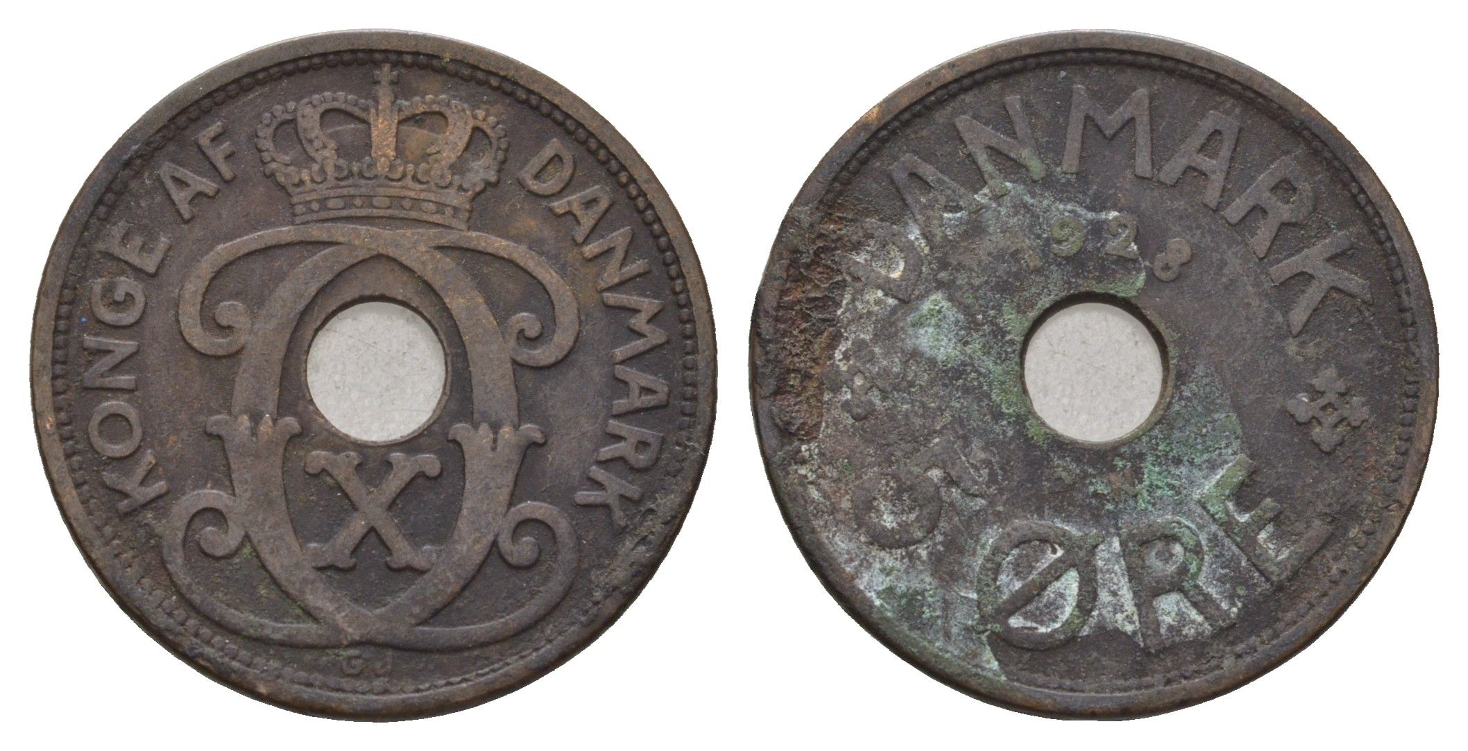 Дания 5 эре 1928 N, Кристиан X (1912-1947) KM 828 бронза 4700-832
