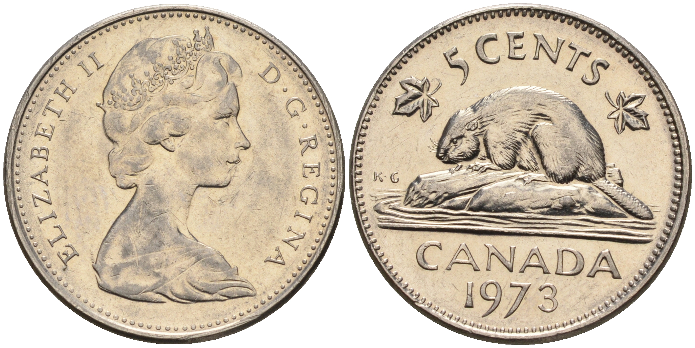 Канада 5 центов 1973 бобр, Елизавета II (1952-) KM 60.1 никель    4148-1226