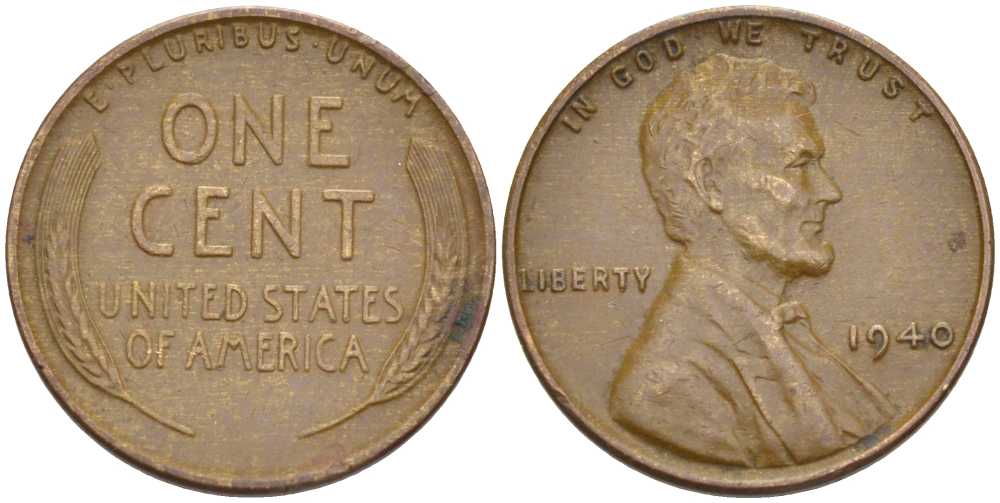 США 1 ЦЕНТ 1940 ЛИНКОЛЬН KM 132 бронза 99-851