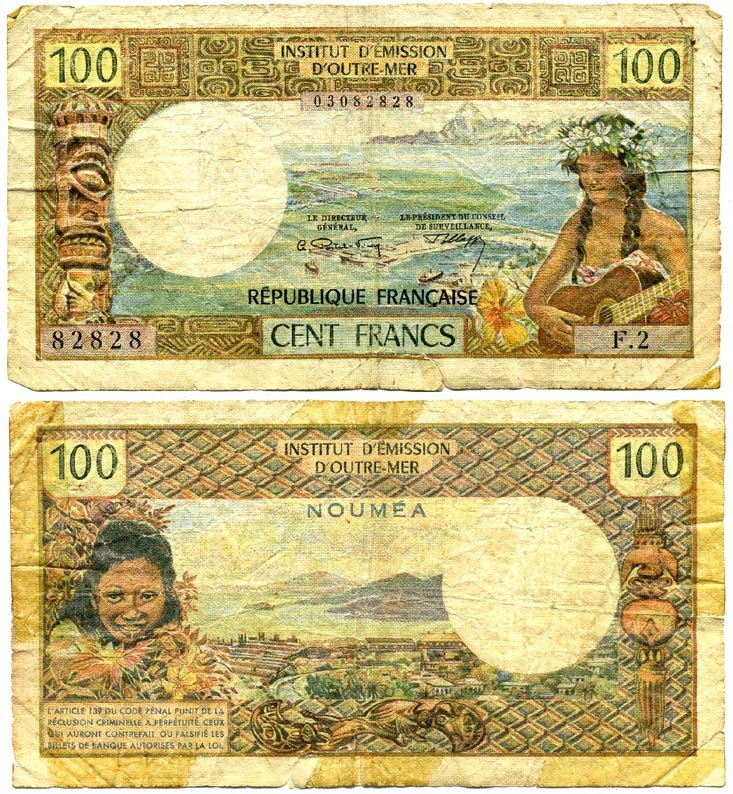 НОВАЯ КАЛЕДОНИЯ 100 ФРАНКОВ 1971 Pick 63 a бумага 7207-31-3
