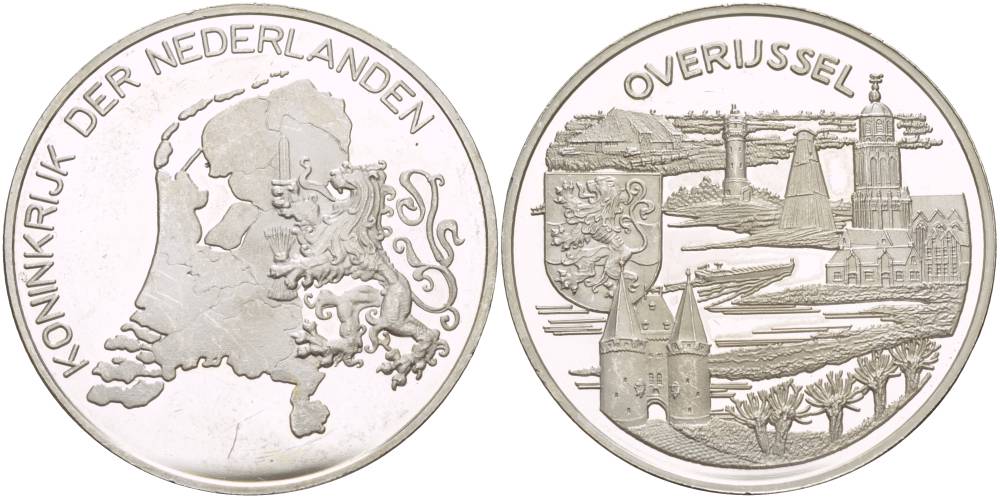 НИДЕРЛАНДЫ МЕДАЛЬ ND СЕРИЯ ПРОВИНЦИИ НИДЕРЛАНДОВ, ОВЕРЭЙСЕЛ, ДИАМЕТР 38 ММ., ВЕС 25,04 ГР. серебро PROOF 1088-5-23
