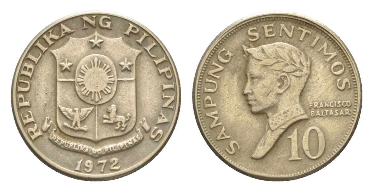 Филиппины 10 сентимо 1972 KM 198 медно-никель 4632-128