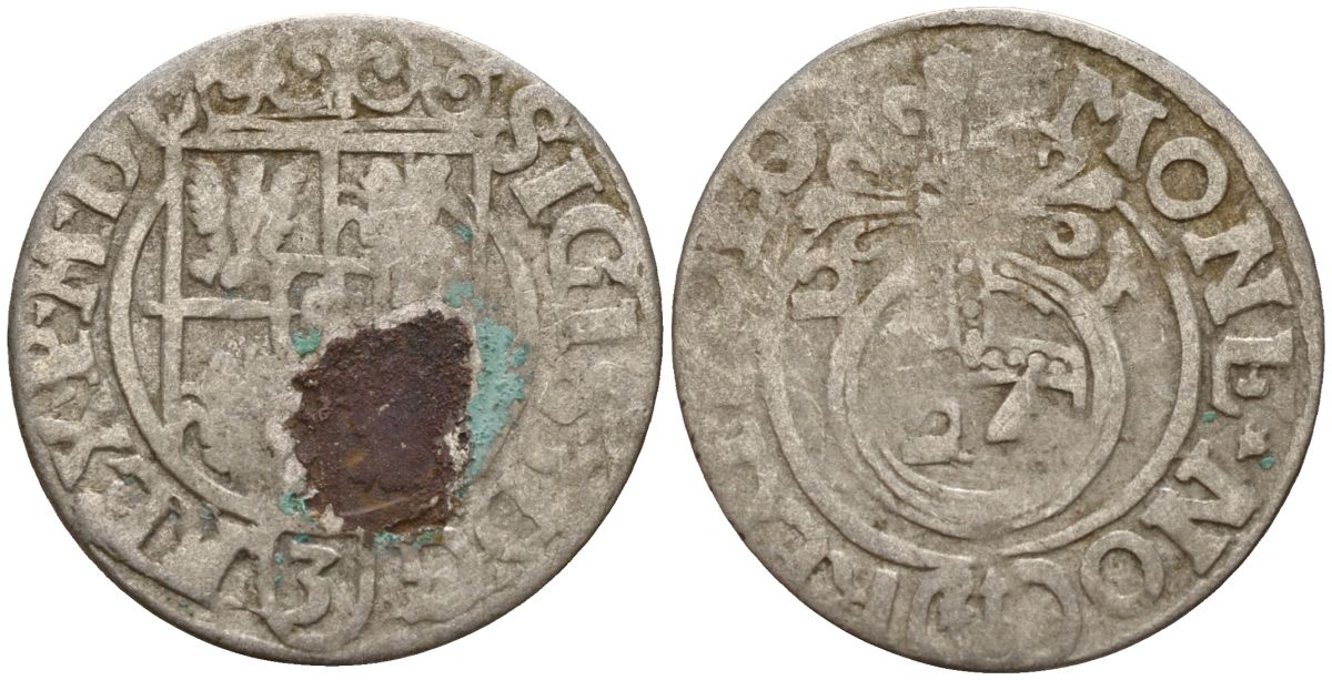 Польша 3 полкера (3 полторака - 1 крейцер) ND (1620-1627) Сигизмунд III Ваза (1587-1632) KM 41 серебро 4158-1041