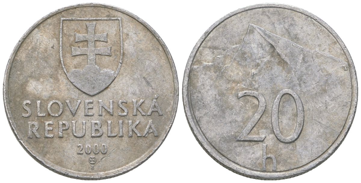 Словакия 20 геллеров 2000 MK KM 18 алюминий 4164-557