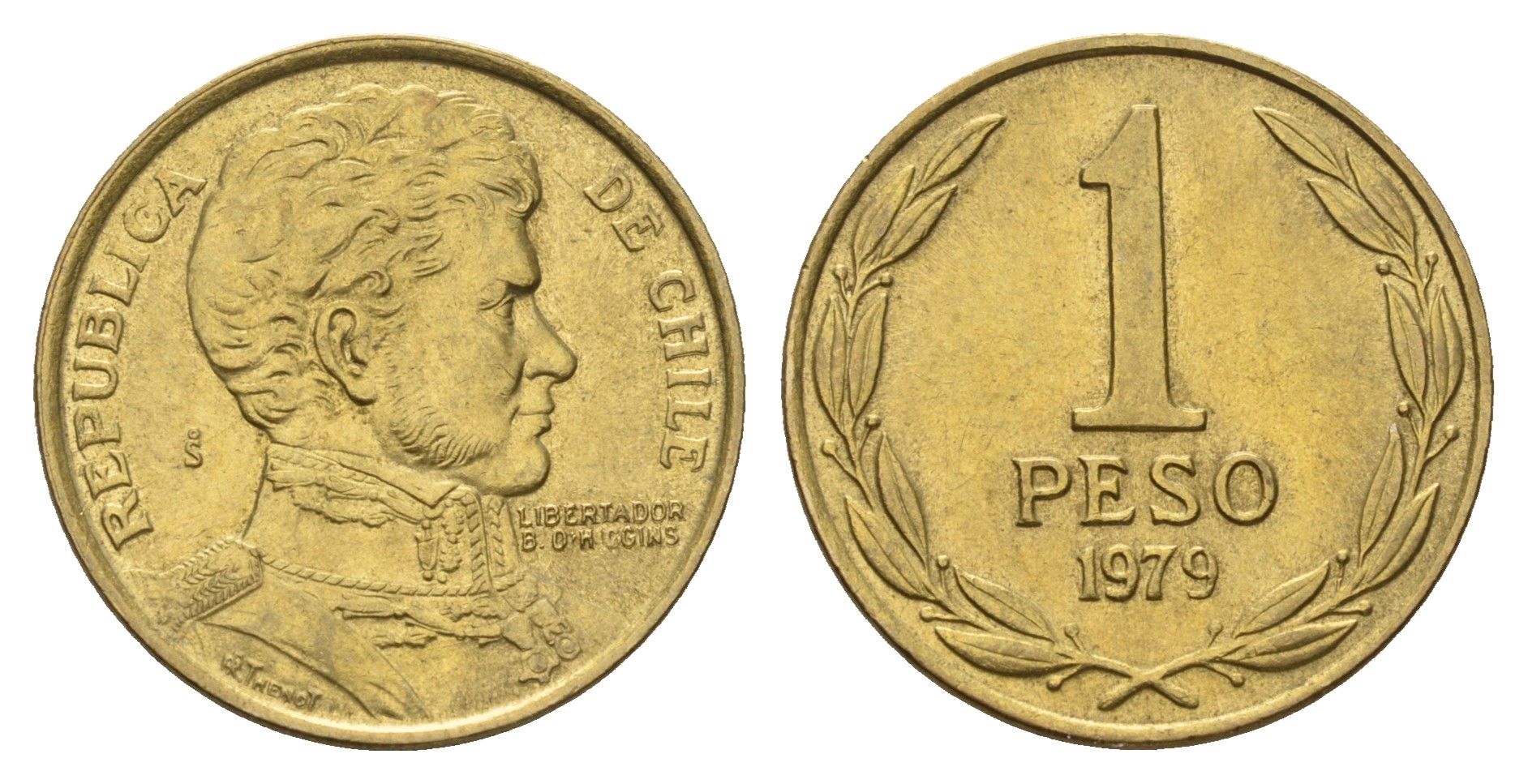 Чили 1 песо 1979 KM 208a алюминиевая бронза UNC 4675-637