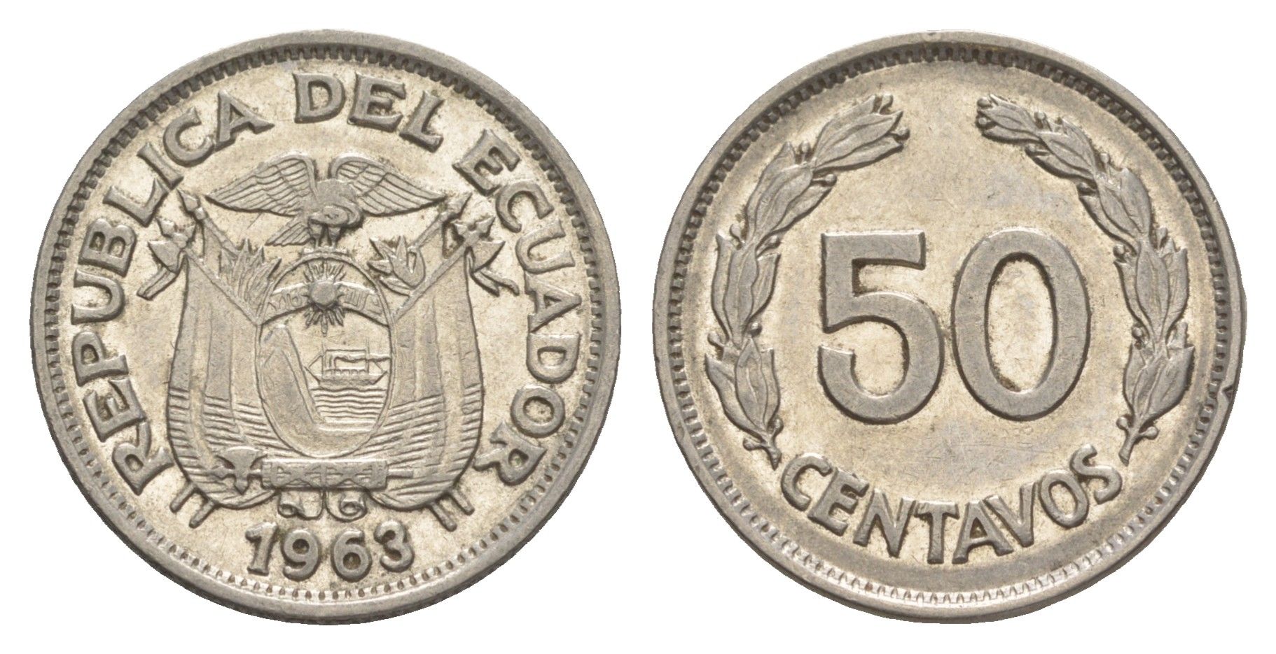 Эквадор 50 сентаво 1963 KM 81 сталь плакированная никелем 83-116