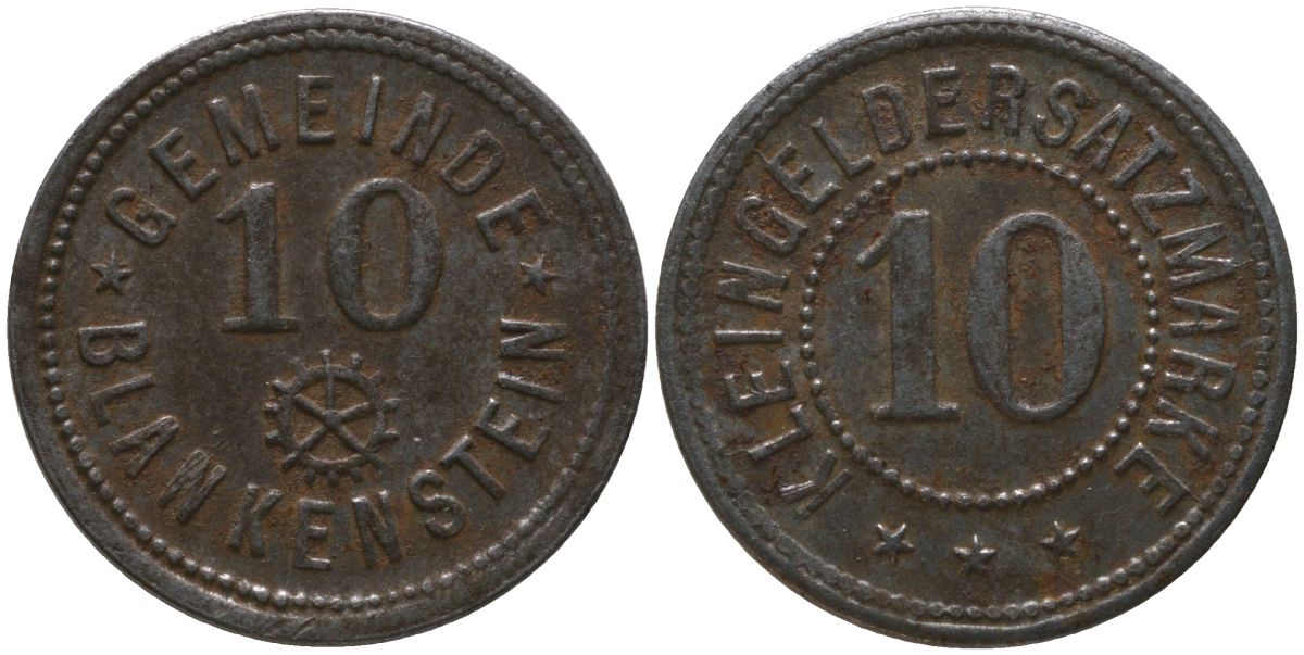 Бланкенштайн (Ройсс) 10 пфенингов ND Funck 46.8, Men05 2945.9, Men18 3770.9 железо 4163-1236