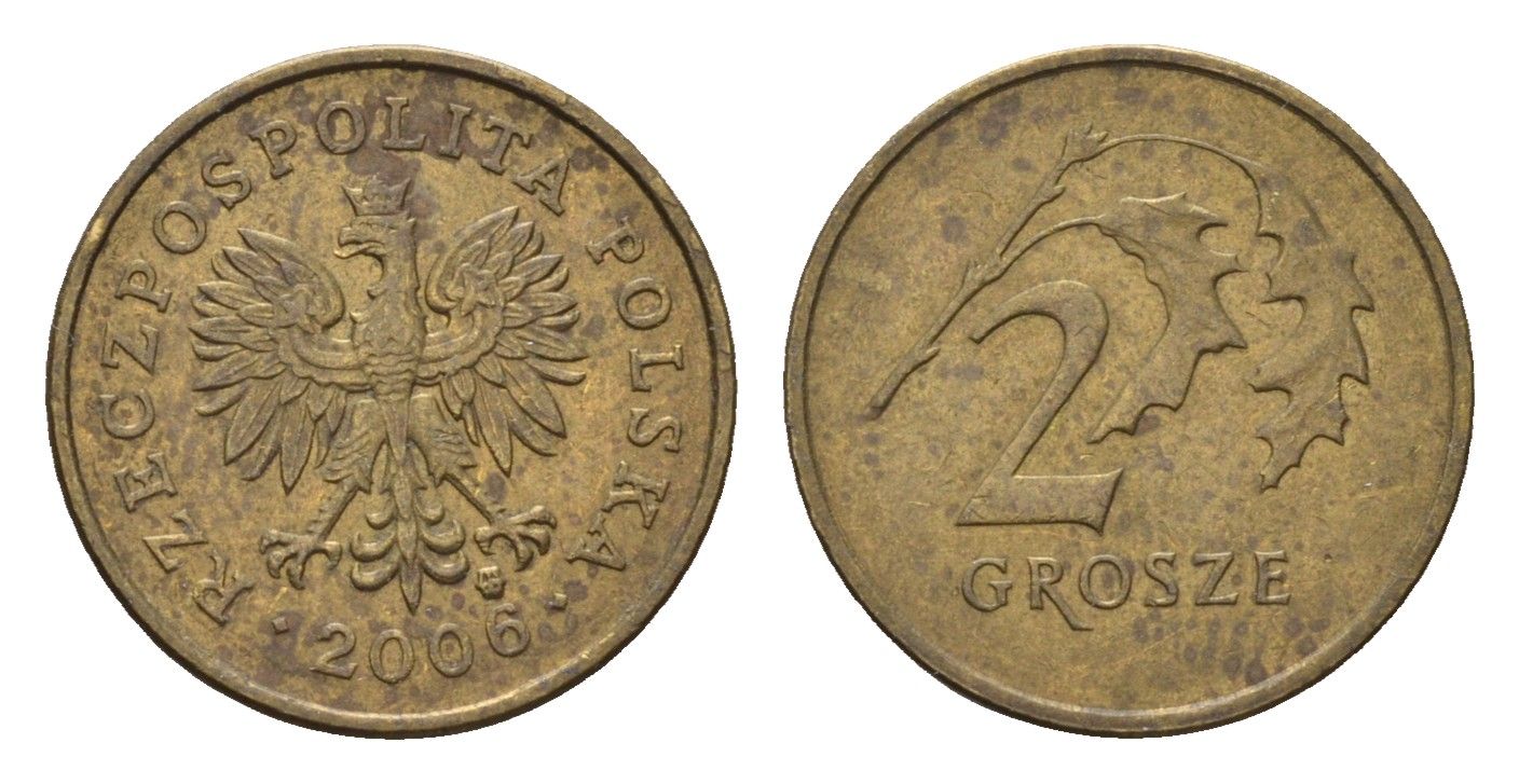 Польша 2 гроша 2006 Y 277 марганец латунь 4684-957