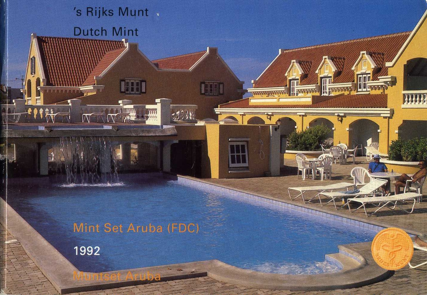Аруба официальный набор из 6 монет 1992 в оригинальном буклете, с жетоном монетного двора KM MS7 UNC 2-5-2-36