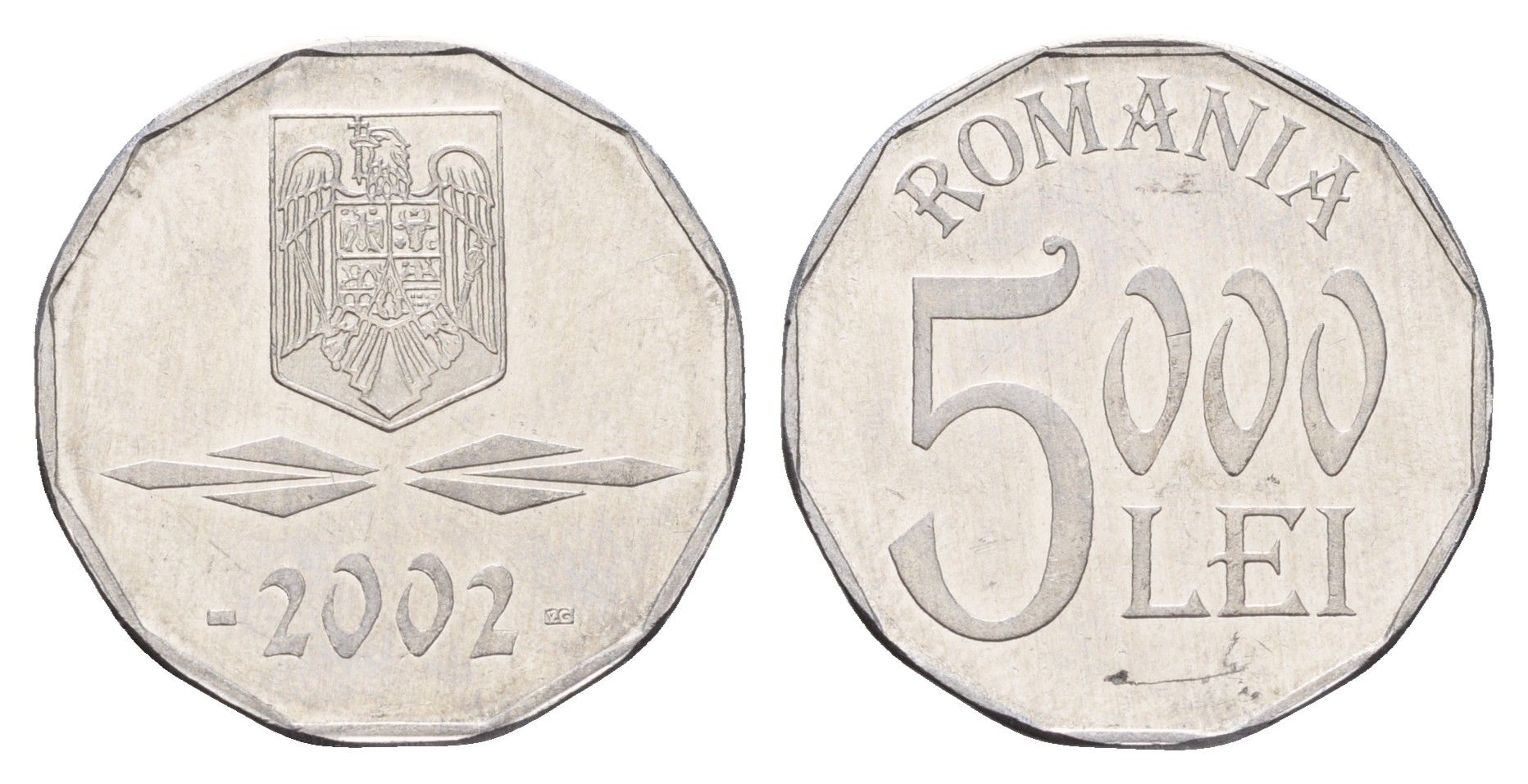 Румыния 5000 лей (леев) 2002 KM 158 алюминий UNC 3459-746