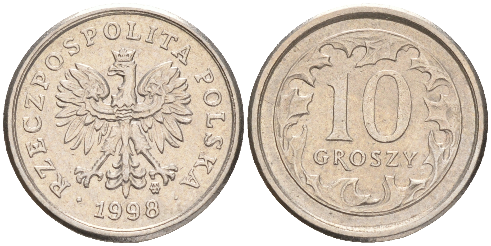 Польша 10 грошей 1998 MW KM 279, Parchimowicz 704e медно-никель 4528-242