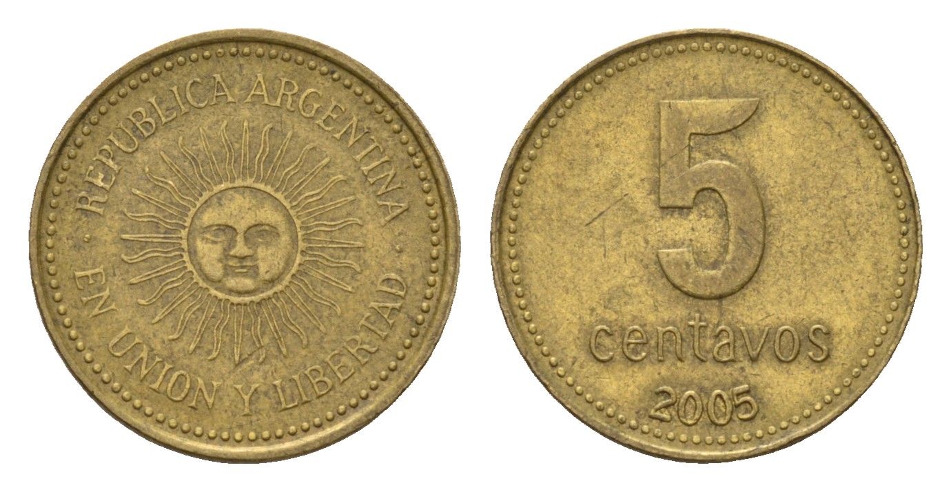 Аргентина 5 сентаво 2005 KM 109 алюминиевая бронза 4679-354