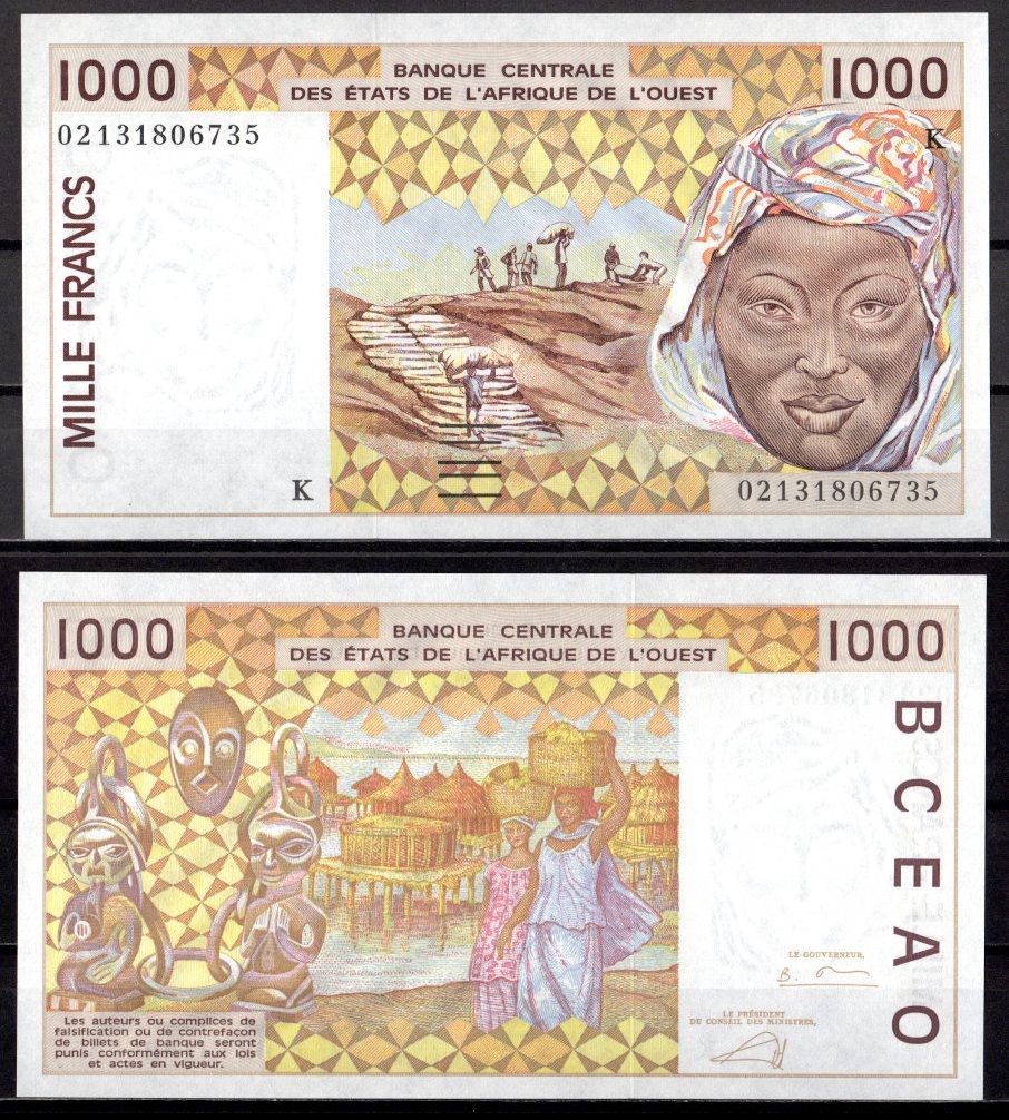 Западная Африка, Сенегал 1000 франков 2002 Pick 711 Kl бумага UNC (пресс) 7214-21-2-2