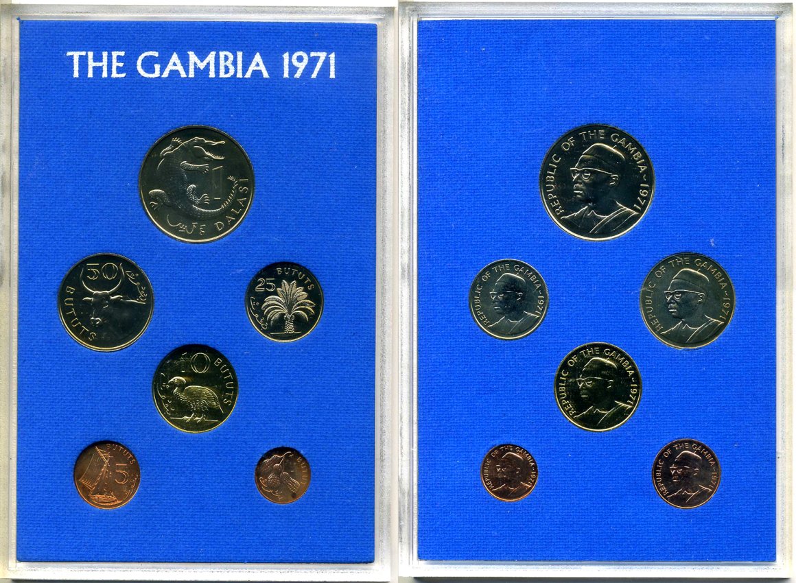 Гамбия набор из 6 монет 1971 в пластике KM PS 3 (KM 8-13) PROOF 4-4-1-2