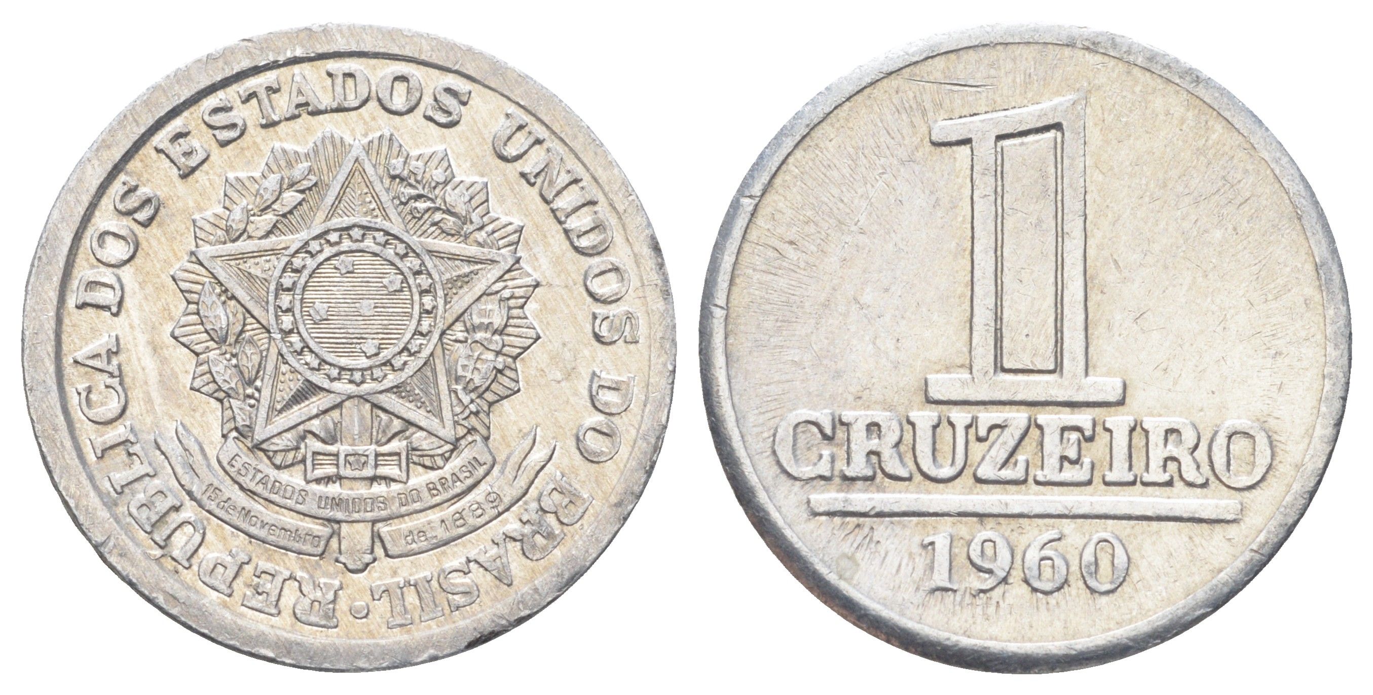 Бразилия 1 крузейро 1960 KM 570 алюминий 4646-734
