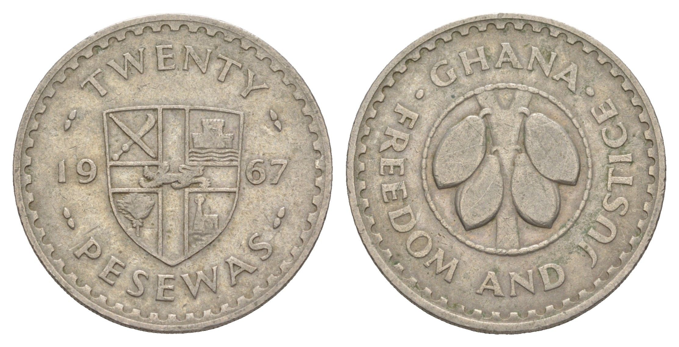 Гана 20 песев 1967 KM 17 медно-никель 4153-1025