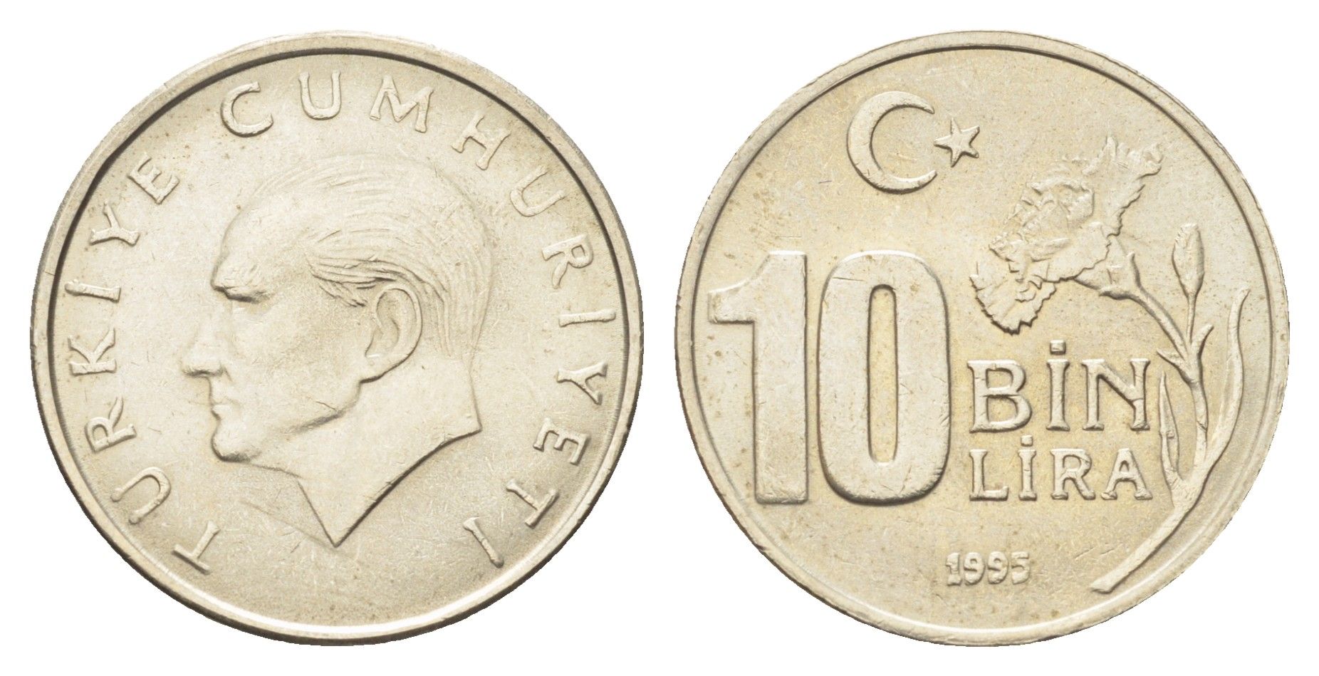 Турция 10000 лир 1995 Кемаль Ататюрк KM 1027.1 медь цинк никель UNC 4706-1215