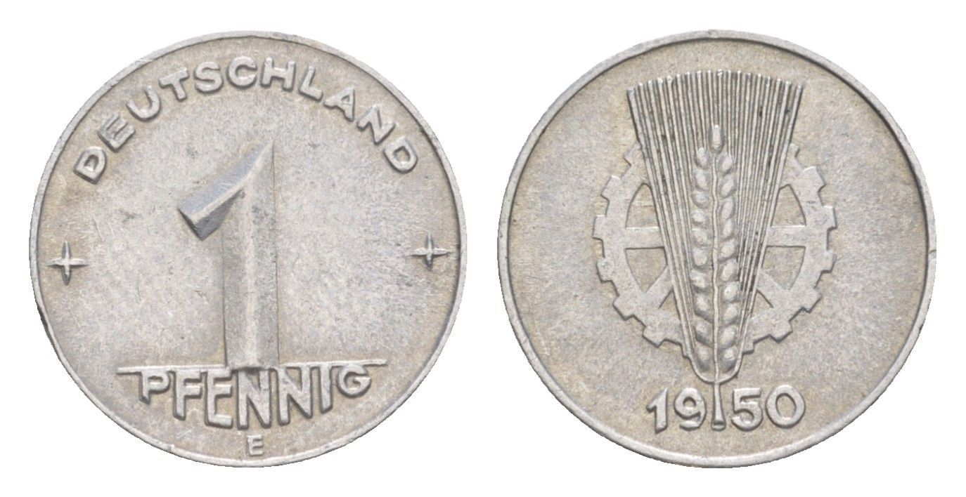 ГДР 1 пфенниг 1950 E KM 1 алюминий 4647-934