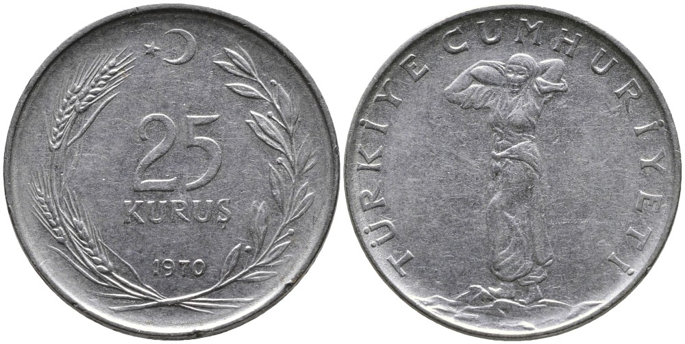 ТУРЦИЯ 25 КУРУШЕЙ 1970 KM 892.3 нержавеющая сталь 4541-626