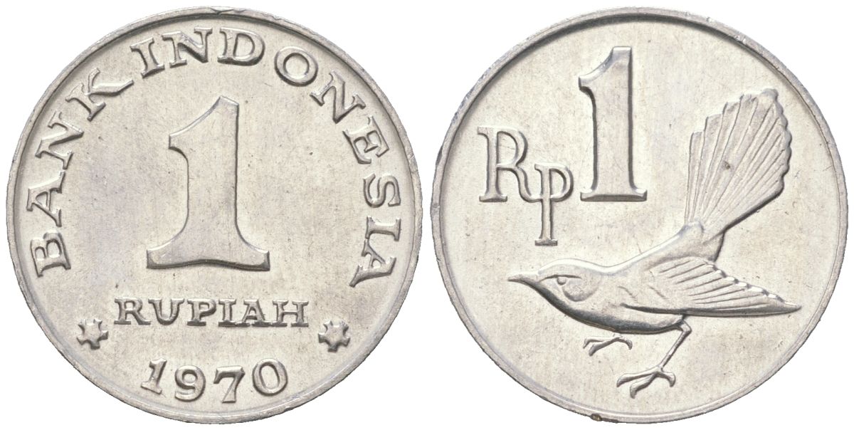 Индонезия 1 рупия 1970 птичка KM 20 алюминий aUNC 4189-954