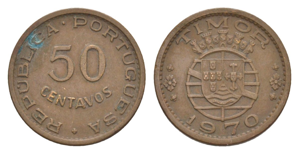 Португальский Тимор 50 сентаво 1970 KM 18 бронза 4630-1146