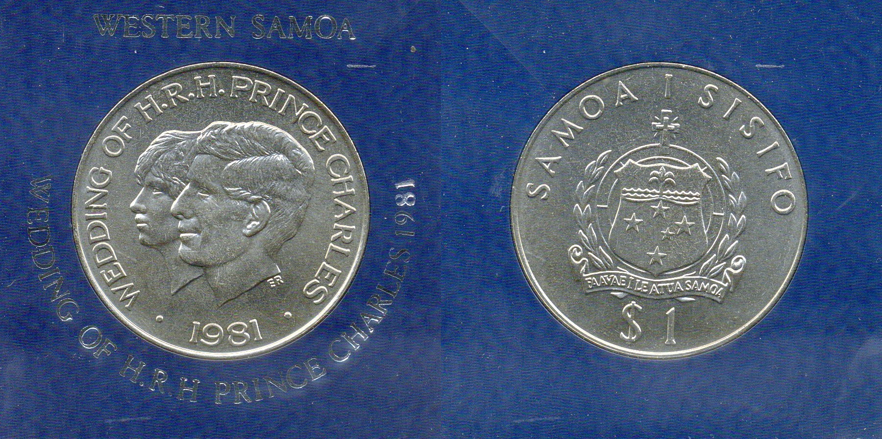 Самоа 1 тала 1981 Свадьба Принца Чарльза и Леди Дианы, в оригинальной упаковке KM 43 медно-никель BU 7-7-23