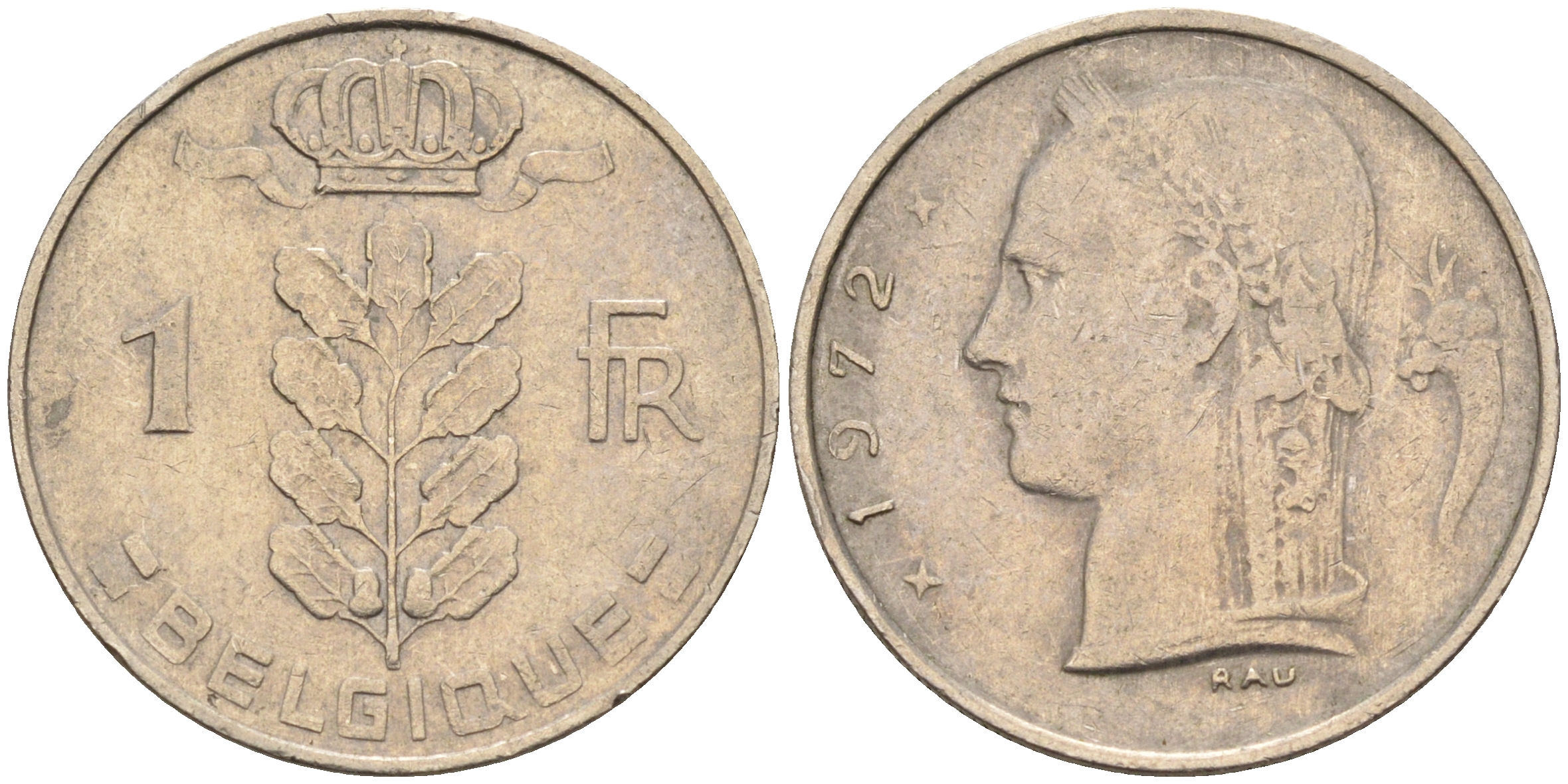 Бельгия 1 франк 1972 Belgique, Бодуэн I (1951-1993) KM 142.1 медно-никель 4592-524