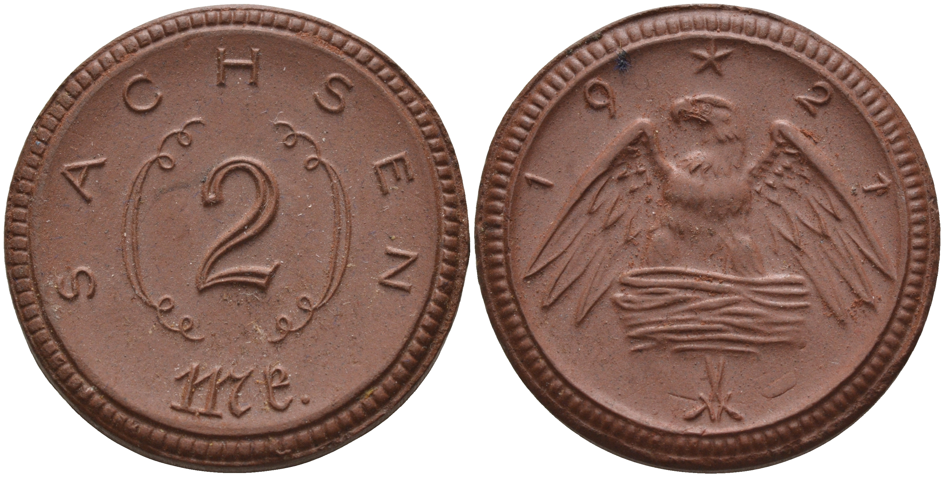 Саксония 2 марки 1921 J. N 56 фарфор 1094-1-73