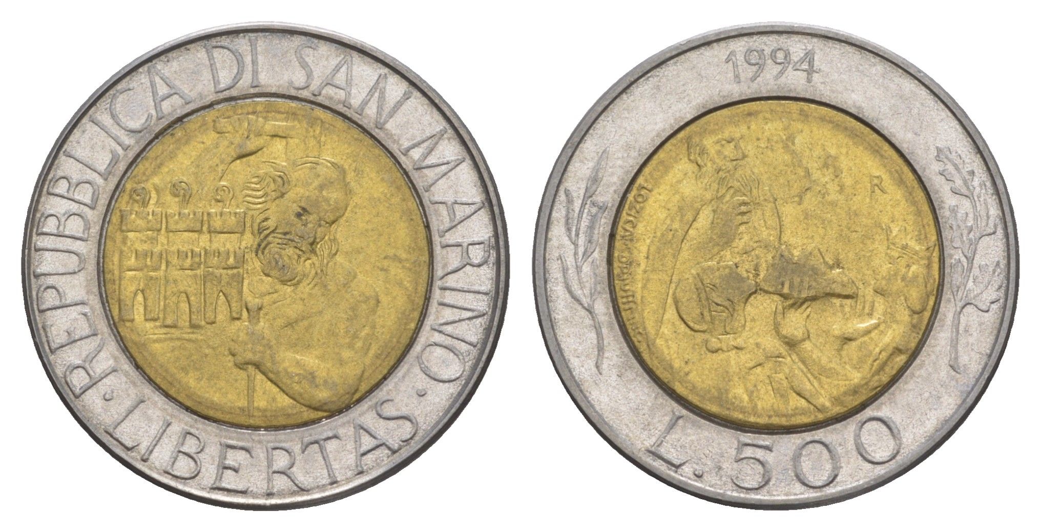 Сан-Марино 500 лир 1994 KM 314 биметалл UNC 4648-347