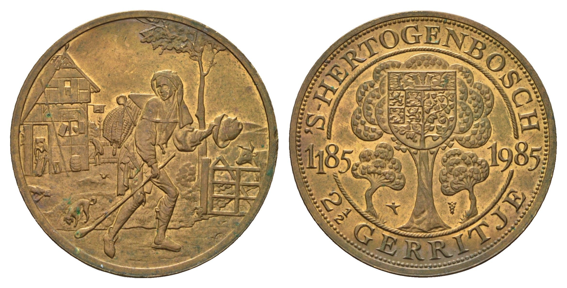 Нидерланды муниципальный жетон - 2 1/2 герритье 1980 800 лет Хертогенбос бронза 189-136