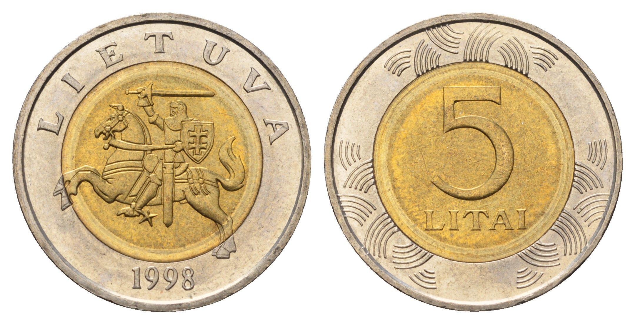 Литва 5 лит 1998 KM 113 биметалл UNC 23-136